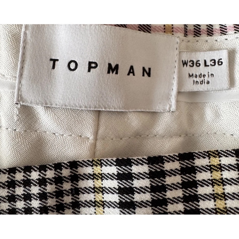 Topman Men's Trousers Stretch Skinny Dress Pants 36x36 Plaid Check Black Pink - Picture 6 of 10